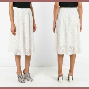 NEW $365‎ SEE BY CHLOÉ micro-pleat lace skirt Natural White [ SZ 44 ]